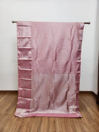 Dusty Pink Semi Kanchi Saree with Silver Zari & Brocade Design - Urban Weave Sarees