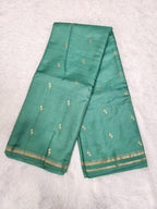 Emerald Green Soft Silk Saree With Copper Zari & Small Vel Butta Design - Urban Weave Sarees