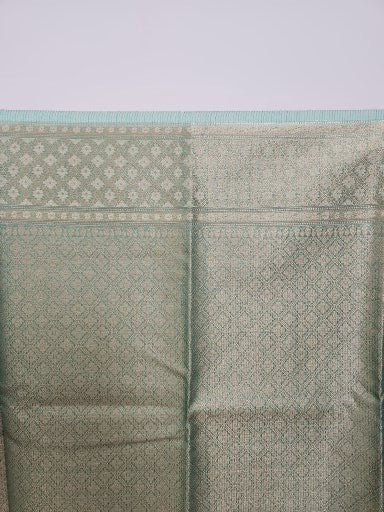 Emerald Green Tissue Saree with Copper Zari & Full Kodi Flower Butta Design - Urban Weave Sarees