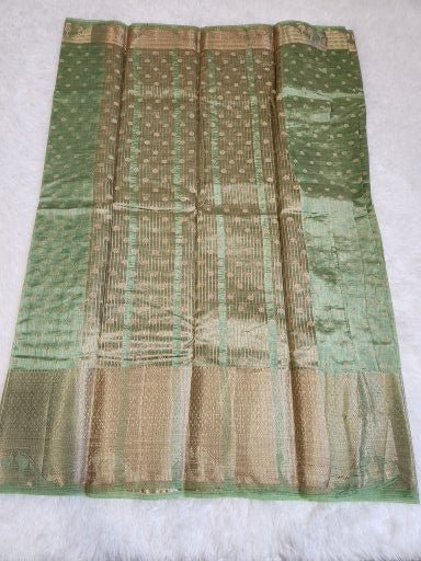 Green Fancy Saree With Copper Zari & Green Pallu Design - Urban Weave Sarees