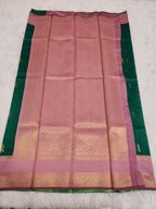 Green Soft Silk Saree with Copper Zari & Baby Pink Pallu Design - Urban Weave Sarees