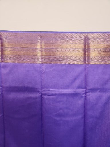 Lavender Purple Semi Kaanchi Saree with Copper Zari & Small Butta Design - Urban Weave Sarees