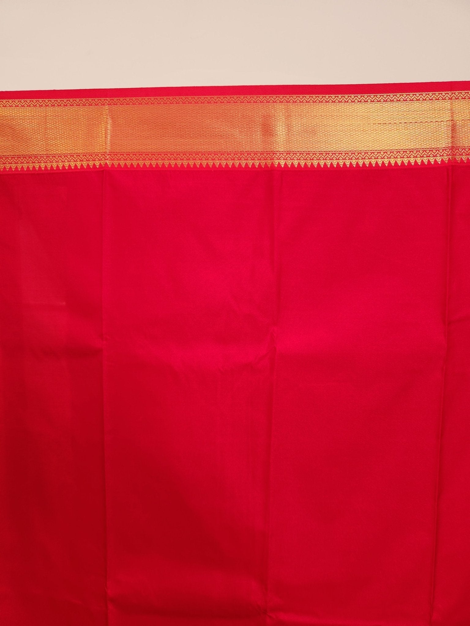 Lavender Semi Kanchi Saree with Gold Zari & Red Pallu - Urban Weave Sarees