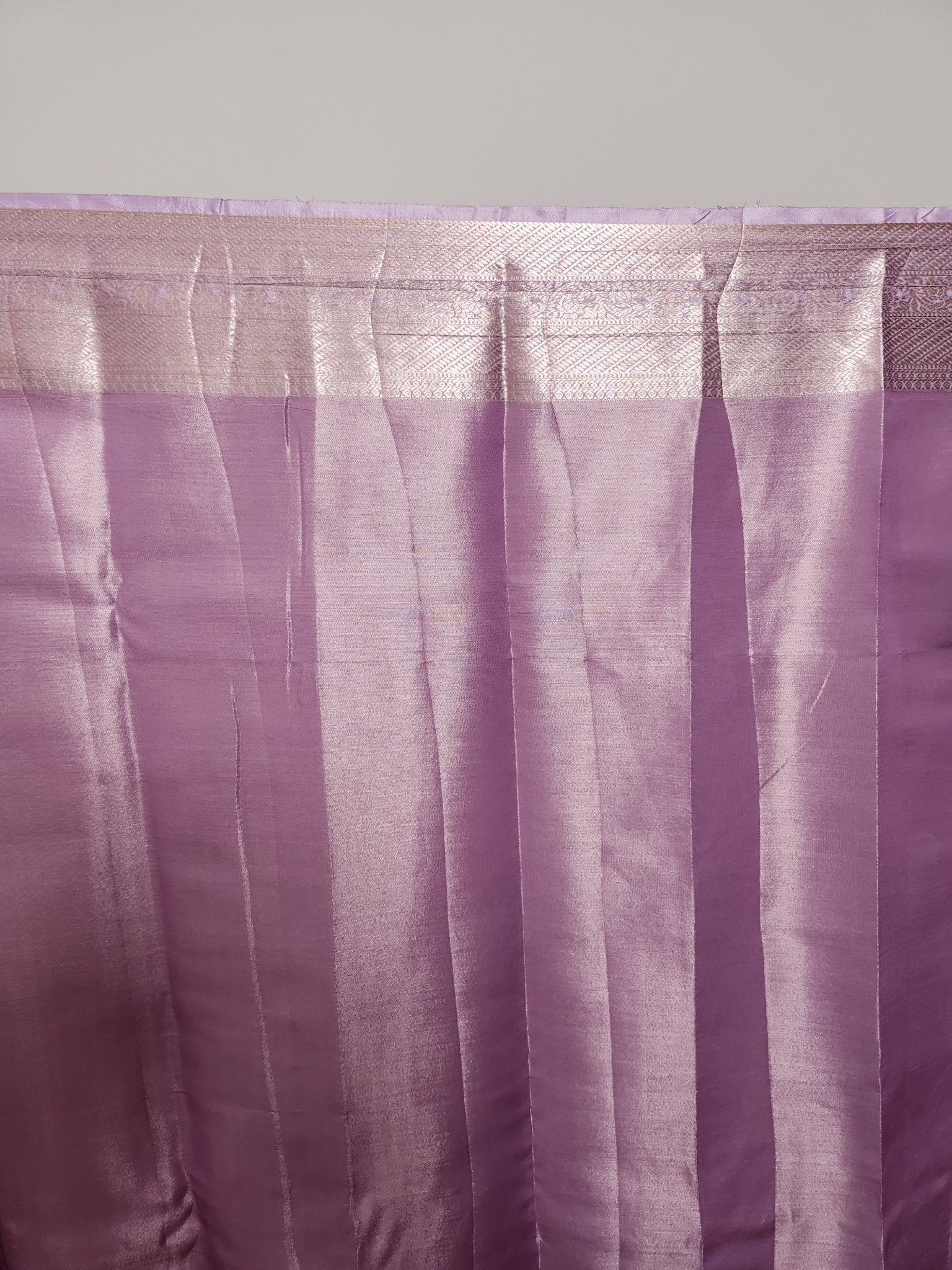 Lavender Semi Kanchi Saree with Silver Zari & Brocade Design - Urban Weave Sarees