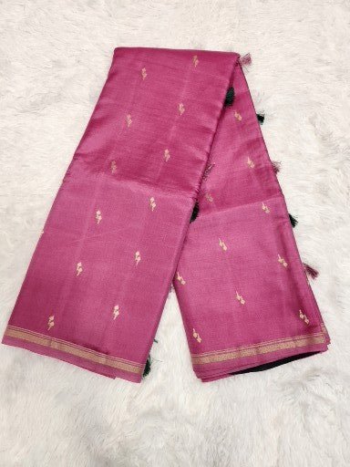 Light Purple Soft Silk Saree with Copper Zari & Small Vel Butta Design - Urban Weave Sarees