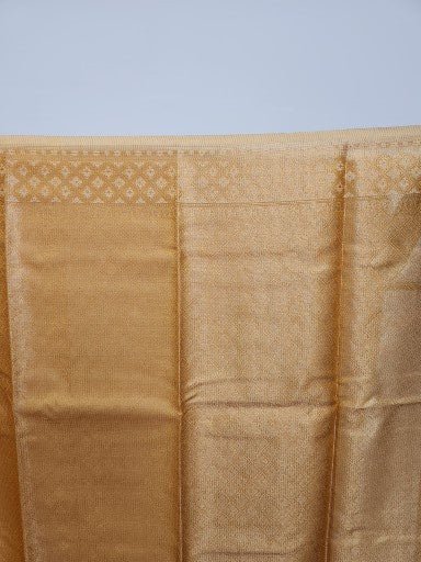 Light Yellow Tissue Saree with Copper Zari & Full Kodi Flower Butta Design - Urban Weave Sarees
