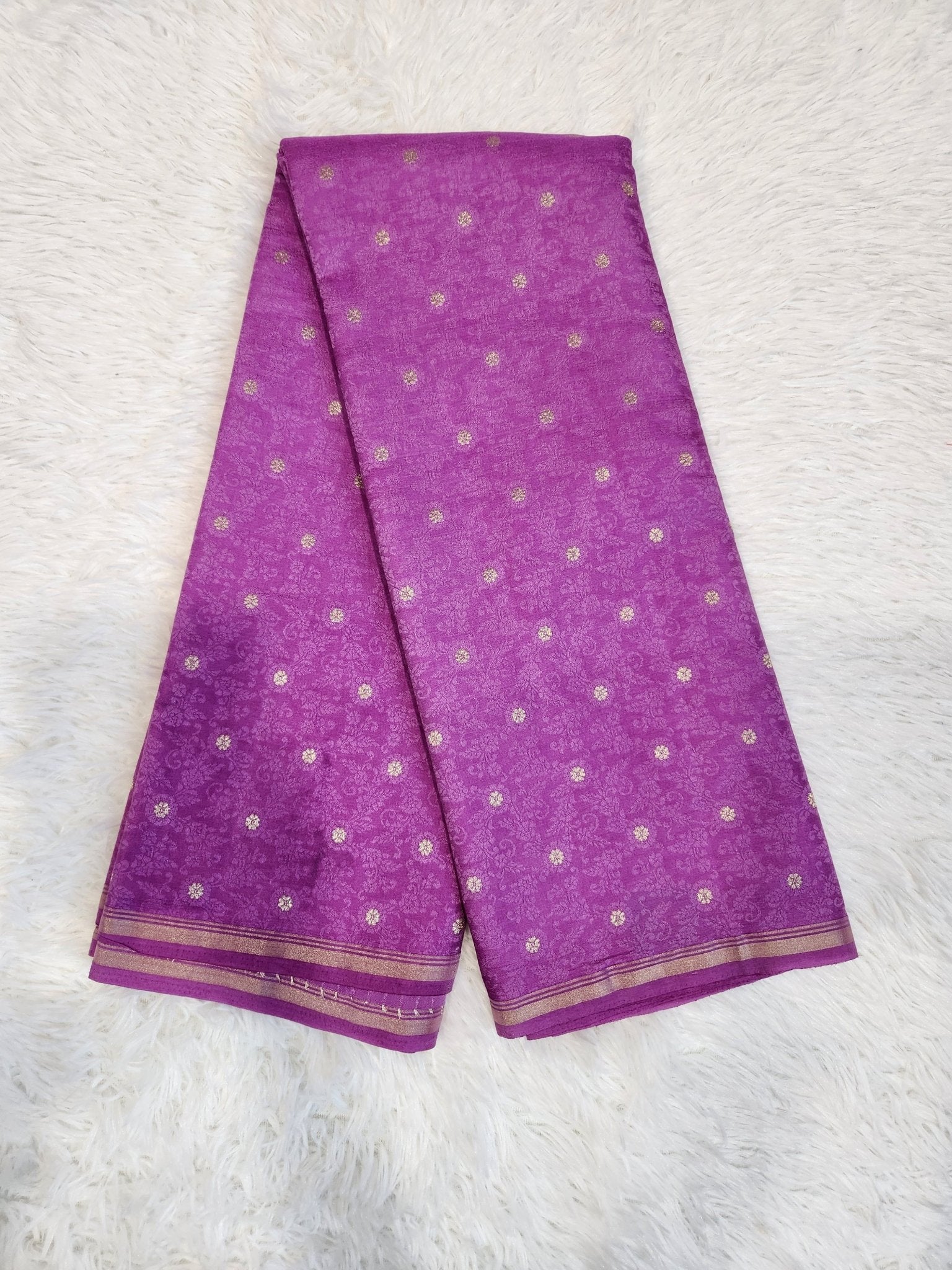 Lilac Fancy Saree With Copper Zari & Small Butta Design - Urban Weave Sarees