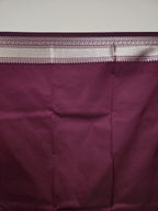 Mango Yellow Semi Kanchi Saree with Silver Zari & Purple Pallu - Urban Weave Sarees