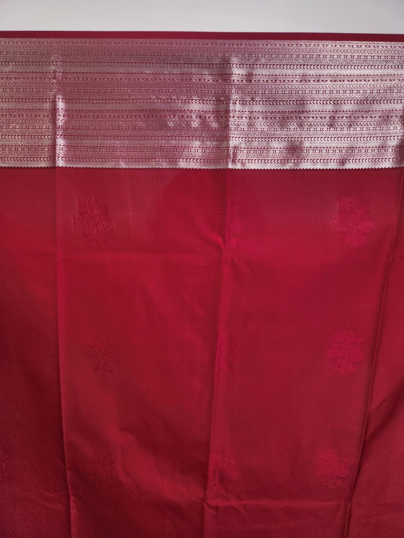 Marigold Yellow Semi Kanchi Saree with Silver Zari & Flower Butta Design - Urban Weave Sarees