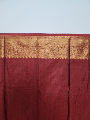 Maroon Semi Kanchi Saree with Gold Zari & Small Butta Design - Urban Weave Sarees