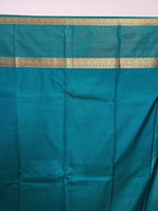 Orange Semi Kanchi Saree with Gold Zari & Green Pallu - Urban Weave Sarees