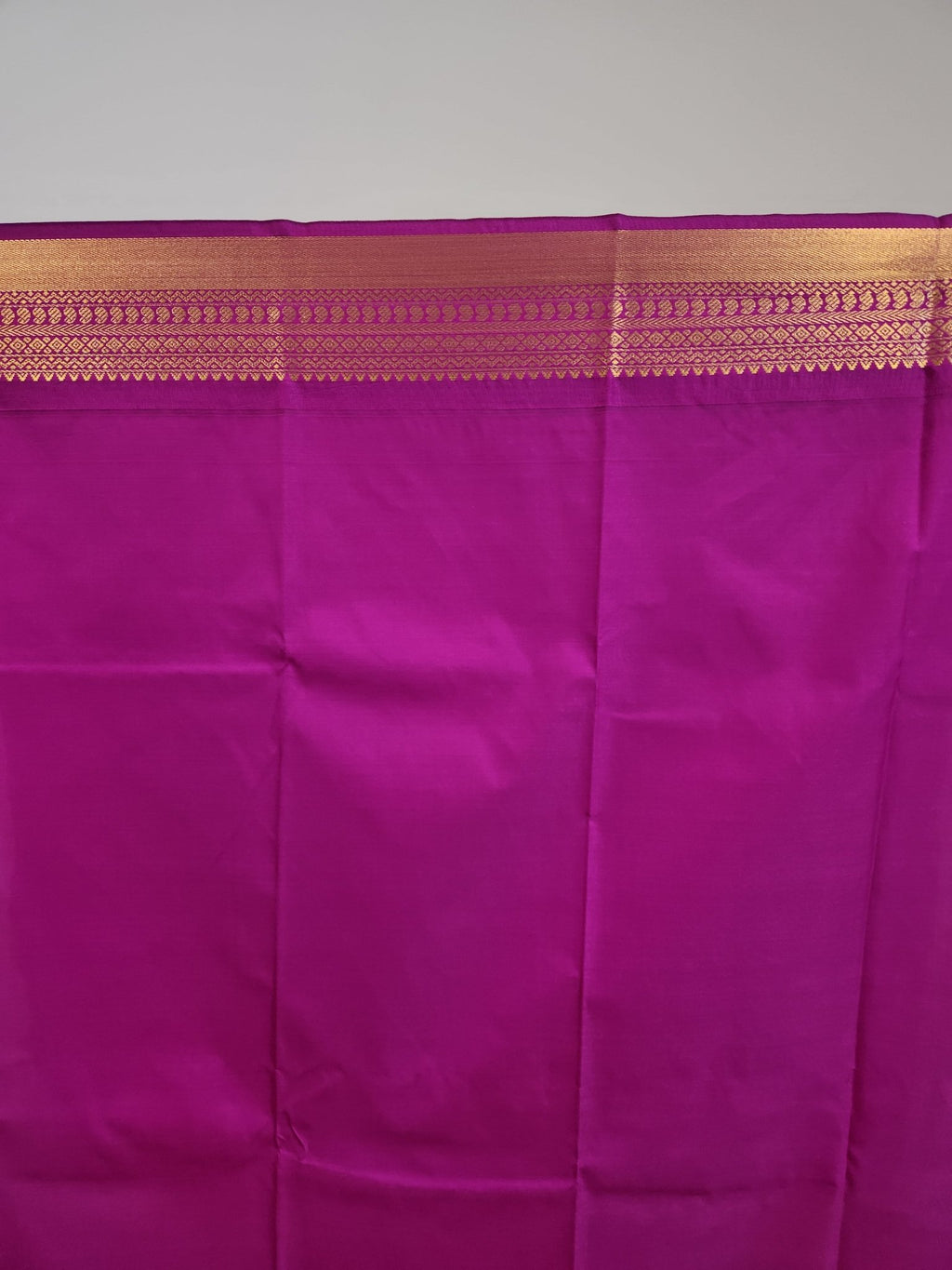 Parrot Green Semi Kanchi Saree with Gold Zari & Magenta Pallu - Urban Weave Sarees