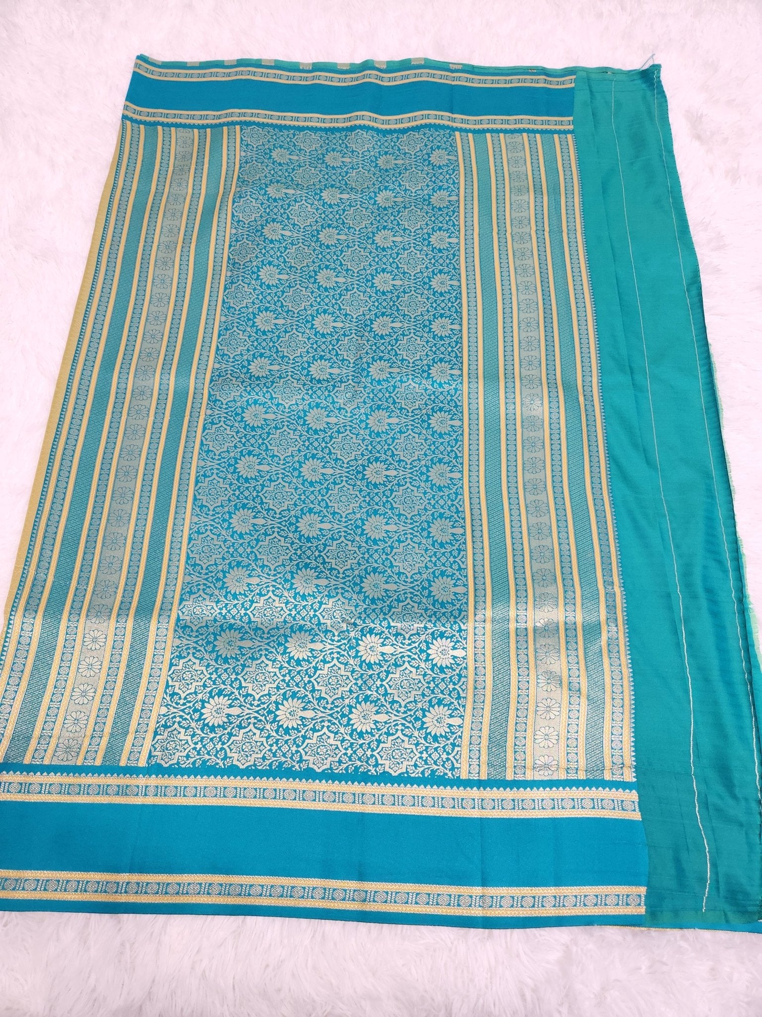 Parrot Green Soft Silk Saree with Copper Zari & Green Pallu Design - Urban Weave Sarees