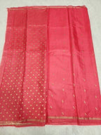 Peach Soft Silk Saree with Copper Zari & Small Vel Butta Design - Urban Weave Sarees