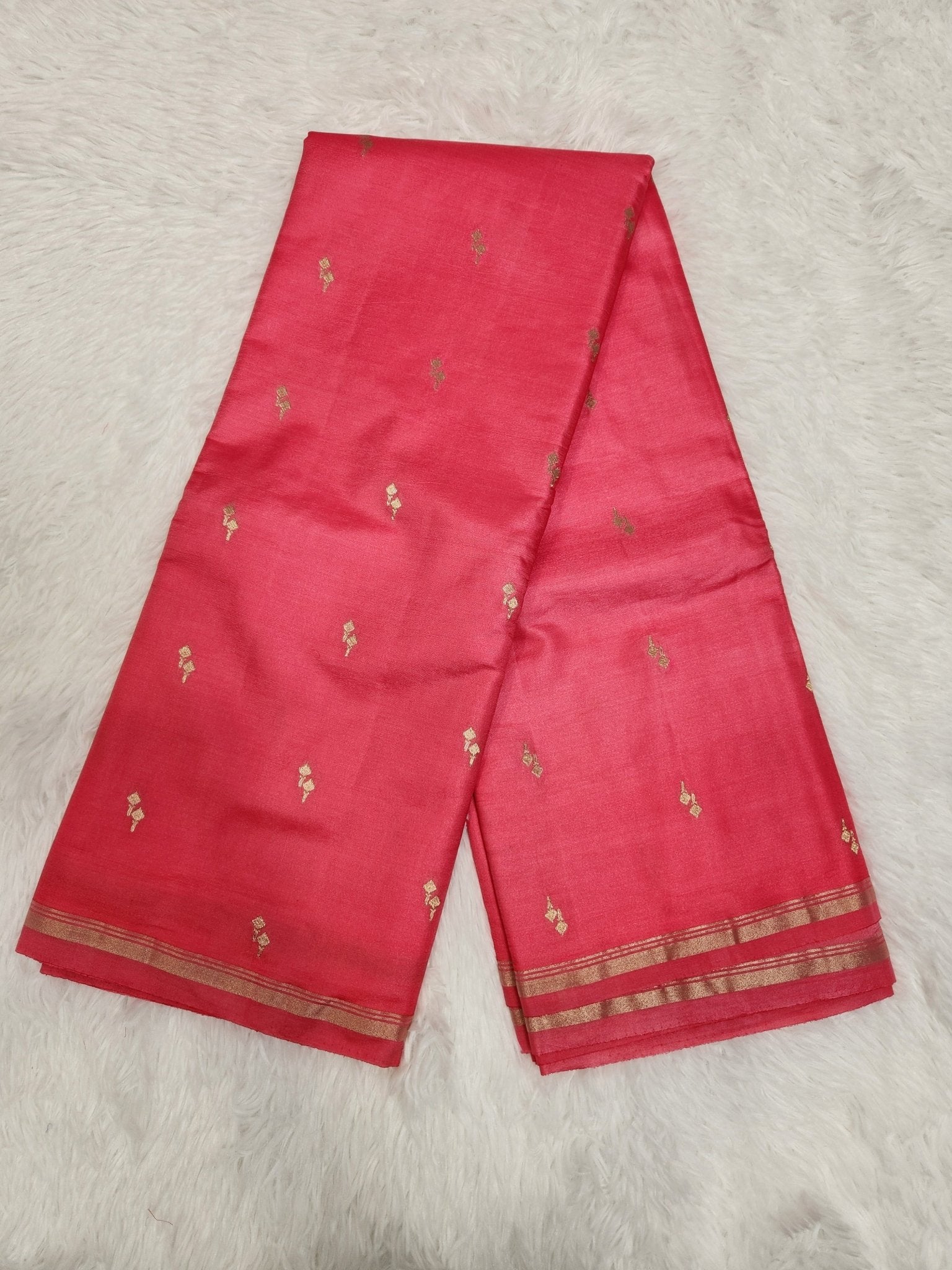 Peach Soft Silk Saree with Vel Butta - Urban Weave Sarees