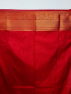 Pearl White Semi Kanchi Saree with Gold Zari & Red Pallu - Urban Weave Sarees