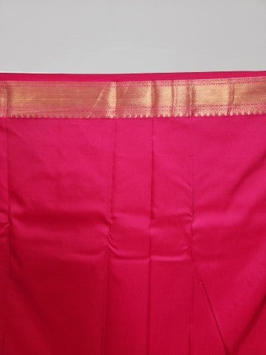 Pink Semi Kanchi Saree with Gold Zari & Gap Border - Urban Weave Sarees