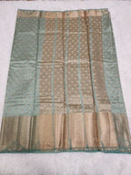 Pistachio Fancy Saree With Copper Zari & Pistachio Pallu Design - Urban Weave Sarees