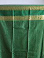 Powder Pink Semi Kanchi Saree with Gold Zari & Green Pallu - Urban Weave Sarees