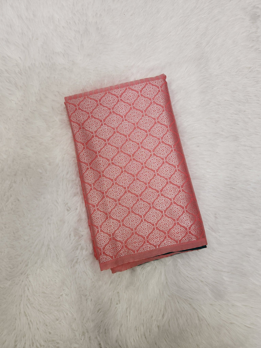 Powder Pink Semi Kanchi Saree with Silver Zari & Turquoise Pallu - Urban Weave Sarees