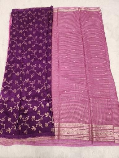 Purple Fancy Saree With Copper Zari & Purple Pallu Design - Urban Weave Sarees