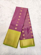 Purple Semi Kaanchi Saree with Gold Zari & Small Butta Design - Urban Weave Sarees