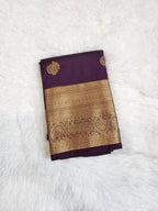Purple Semi Kanchi Saree with Gold Zari & Big Border - Urban Weave Sarees