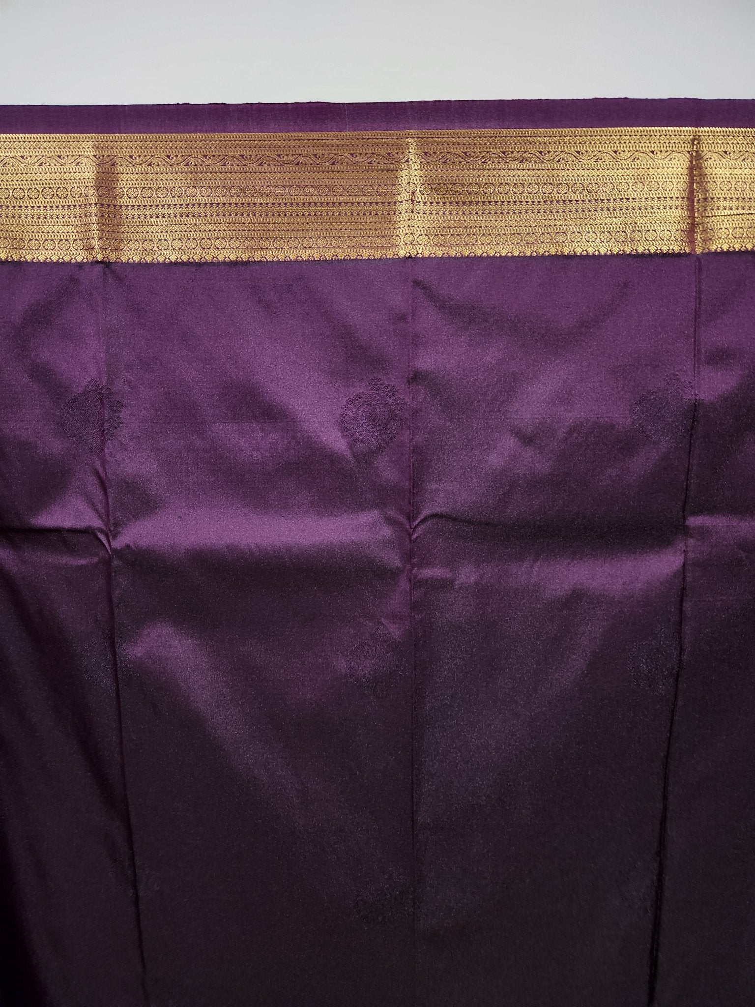 Purple Semi Kanchi Saree with Gold Zari & Big Border - Urban Weave Sarees