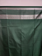 Raani Pink Semi Kanchi Saree with Silver Zari & Dark Green Pallu - Urban Weave Sarees