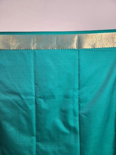 Royal Blue Semi Kaanchi Saree with SilverZari & Small Butta Design - Urban Weave Sarees