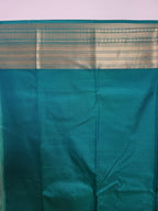 Rust Orange Semi Kanchi Saree with Gold Zari & Green Pallu - Urban Weave Sarees