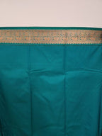 Salmon Semi Kanchi Saree with Copper Zari & Horizontal Line Design - Urban Weave Sarees