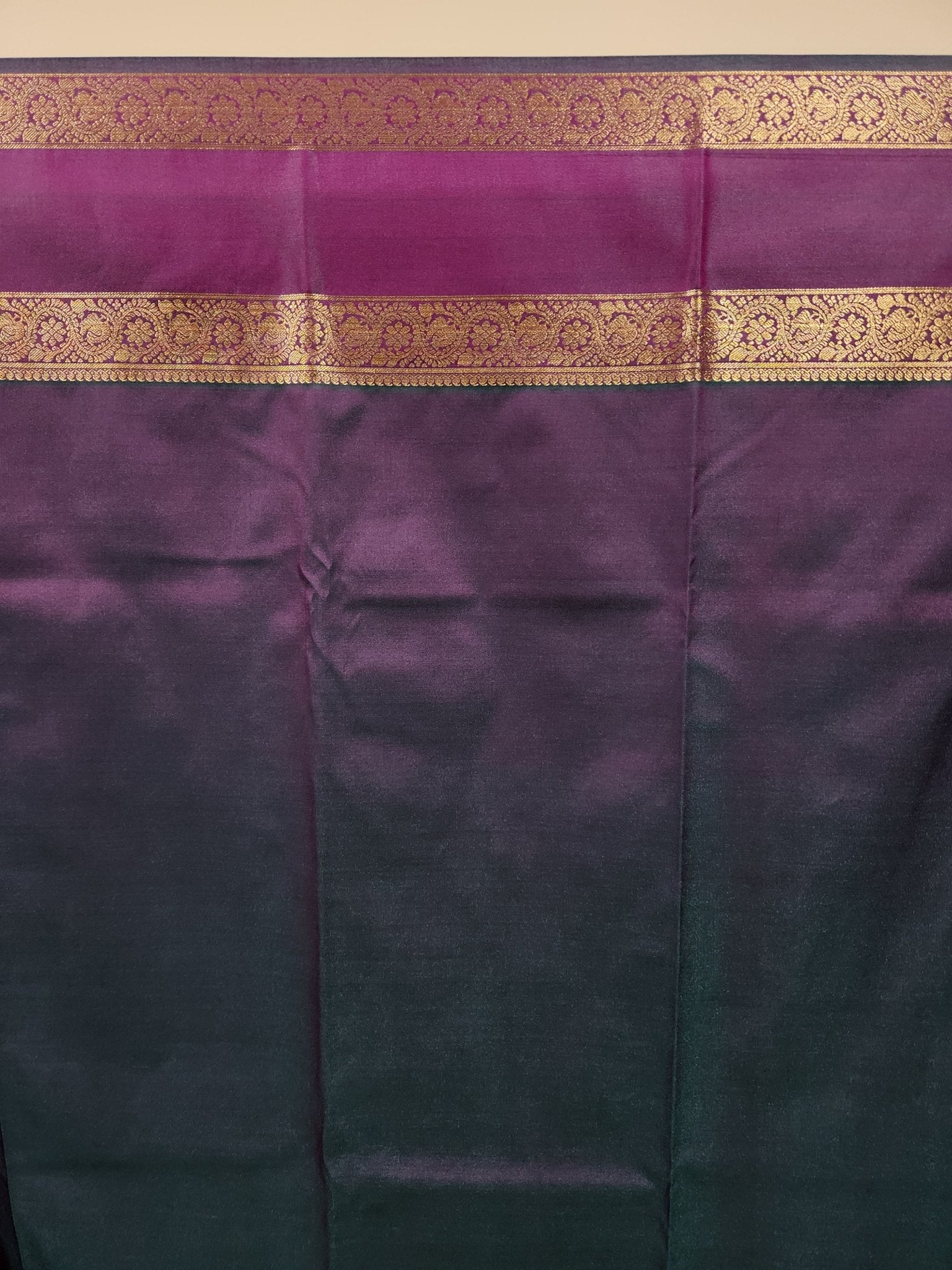 Wine Purple Semi Kanchi Saree with Silver Zari & Dual tone Purple Pallu - Urban Weave Sarees